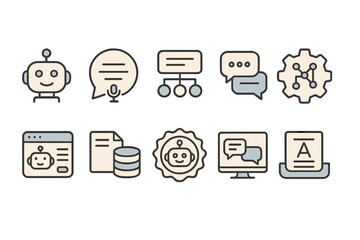 Chatbot, ai linear icon set. automation, technology, communication line collection