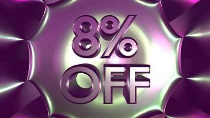 Wall Mural - 8 percent off on glowing background animation for business and sale concept