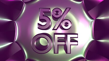 Wall Mural - 5 percent off on glowing background animation for business and sale concept