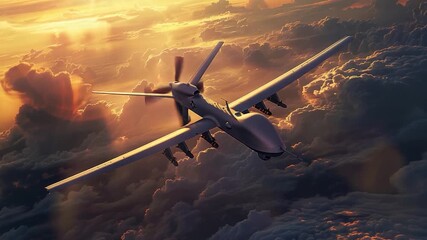 Wall Mural - an aircraft soaring above the white puffy clouds