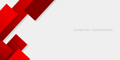 Wall Mural - Abstract geometric shape background, modern red and white background for banner, poster, cover, brochure, flyer, website