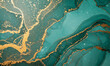 © Abstract - Gold and Teal Iridescent Marble Watercolor Background