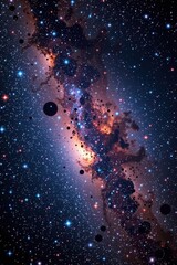 Wall Mural - Stunning cosmic vista: a mesmerizing display of countless stars scattered across a deep black sky, forming a breathtaking galaxy scene, black, starfield, outer space