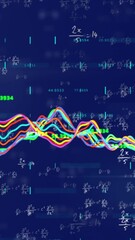 Wall Mural - a graph with blue blocks and changing numbers on a black background