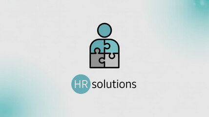 A human resource solution icon featuring a person made of puzzle pieces