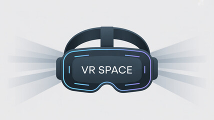 Vr headset with the words vr space on the front, symbolizing virtual reality and immersive technology