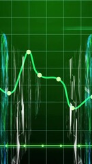 Wall Mural - Animation of green line graph fluctuating over abstract digital background