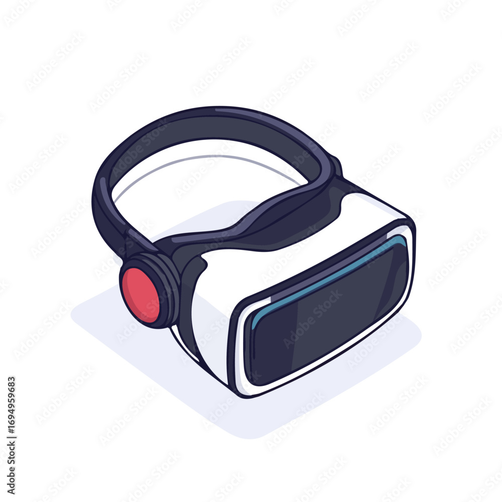 VR Headset, vector graphic, 2D flat isometric cartoon illustration on ...