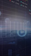 Wall Mural - Animation of digital data and graphs overlaying Earth, illustrating global connections