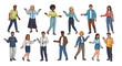 © delly - Vector illustration of a diverse group of casual people. A group of young men and women in modern everyday clothing stand in various poses