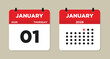 © Neo GT - January 1 2026 Calendar Vector Illustration. New Year Date Icon. Day calendar with date January 1. Week Starts on Sunday. Checklist day calendar.