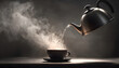 © Oleksiy - kettle pouring boiling water into a cup with smoke