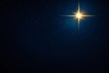 Wall Mural - Bright golden star shining in the dark night sky, surrounded by countless smaller stars, creating a captivating celestial scene
