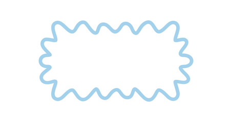 Wall Mural - Groovy retro rectangle outline frame with playful wavy shape and subtle blue line. Y2k border design forms a modern background look, ideal for graphic projects with a fun and creative edge.