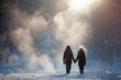 © TE - Romantic winter stroll snowy park couples outdoor scenic connection