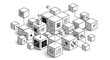 © Roni - Interconnected digital blocks representing complex systems and data networking structures