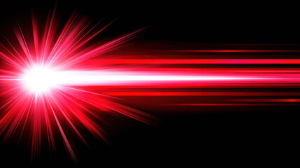 Wall Mural - Vibrant Red Laser Beam Emitting Bright Light with Radiating Effects Against a Dark Background for Abstract or Dynamic Visual Designs