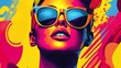 © Hatma - Vibrant Pop Art Woman: Sunglasses, Bold Colors, and Energetic Style