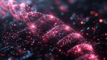 Wall Mural - Glowing helix particle trail on dark background