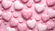 © Resopic - Pink Hearts with White Polka Dots 3D Rendered Romantic Design.