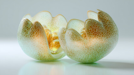 Abstract cellular structure with orange glow