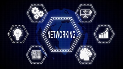 Futuristic digital networking concept represented with global connection and technological icons
