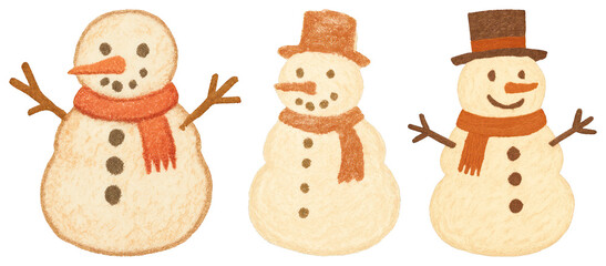 Wall Mural - png charming snowmen with scarves, element set on transparent background