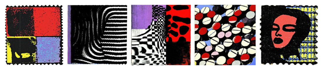Wall Mural - PNG Colorful abstract pop art series, element set on transparent background