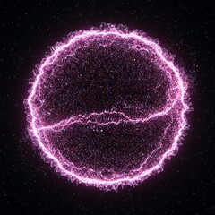 Glowing sphere with energy lines and particles