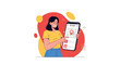 © Fatma - Woman Using Mobile App To Track The Delivery, Modern Illustration Concept On White