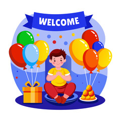 Canvas Print - Flat style illustration depicting a joyful celebration moment
