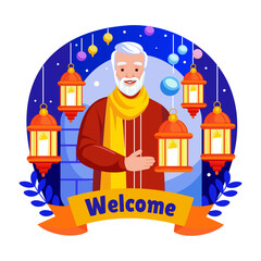 Canvas Print - An illustration of festive welcome designed in flat style
