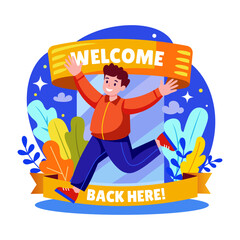 Canvas Print - Flat style illustration denoting a joyful welcome gesture
