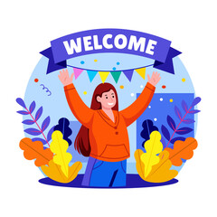 Canvas Print - Flat style illustration depicting a welcome celebration 
