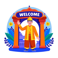 Canvas Print - An illustration of traditional welcome designed in flat style