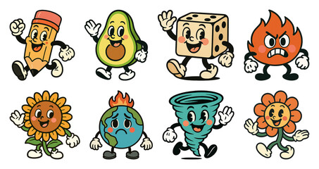 Wall Mural - png playful cartoon character designs, element set on transparent background