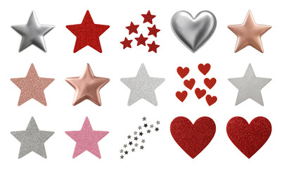 Wall Mural - png colorful metallic and glitter shapes, element set on transparent background
