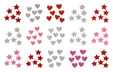 Wall Mural - png colorful heart star stickers, element set on transparent background