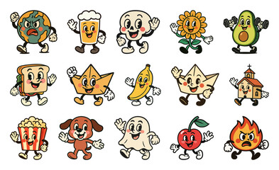 Wall Mural - png playful cartoon character collection, element set on transparent background