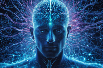 Wall Mural - Neural Awakening, The Power of Human Consciousness. Generative AI.