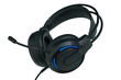 © TyasWahyu - Black gaming headset with added blue light around it, transparent background