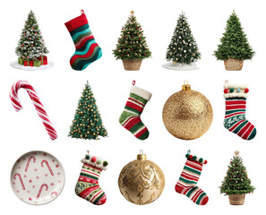 Wall Mural - png festive christmas decorations collection, element set on transparent background