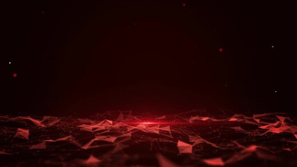 Wall Mural - Abstract Red Digital Landscape with Geometric Patterns in Motion