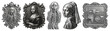 © Rawpixel.com - PNG Famous art metal engravings collection, element set on transparent background