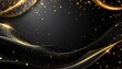 © chocoPhotos - ブラックとゴールドの交響曲：煌めく粒子が彩るエレガントな招待状背景Generated image