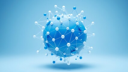 Futuristic blue and white spherical structure with interconnected nodes, symbolizing networks.