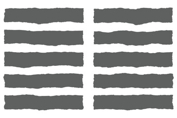 Wall Mural - Collection of hand-drawn rectangular black shapes with torn edges on white background