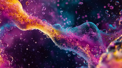 Wall Mural - abstract colorful fluid art flows in mesmerizing waves. vivid bubbles and dynamic shapes create a dr