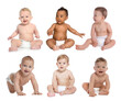 © New Africa - Cute little babies on white background, collage