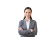 © Rajibmro - Professional headshot of a confident woman in a gray suit with arms crossed transparent background